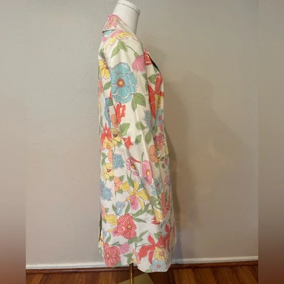 100% Cotton Women's Coat with Floral Design - Picture 5 of 8